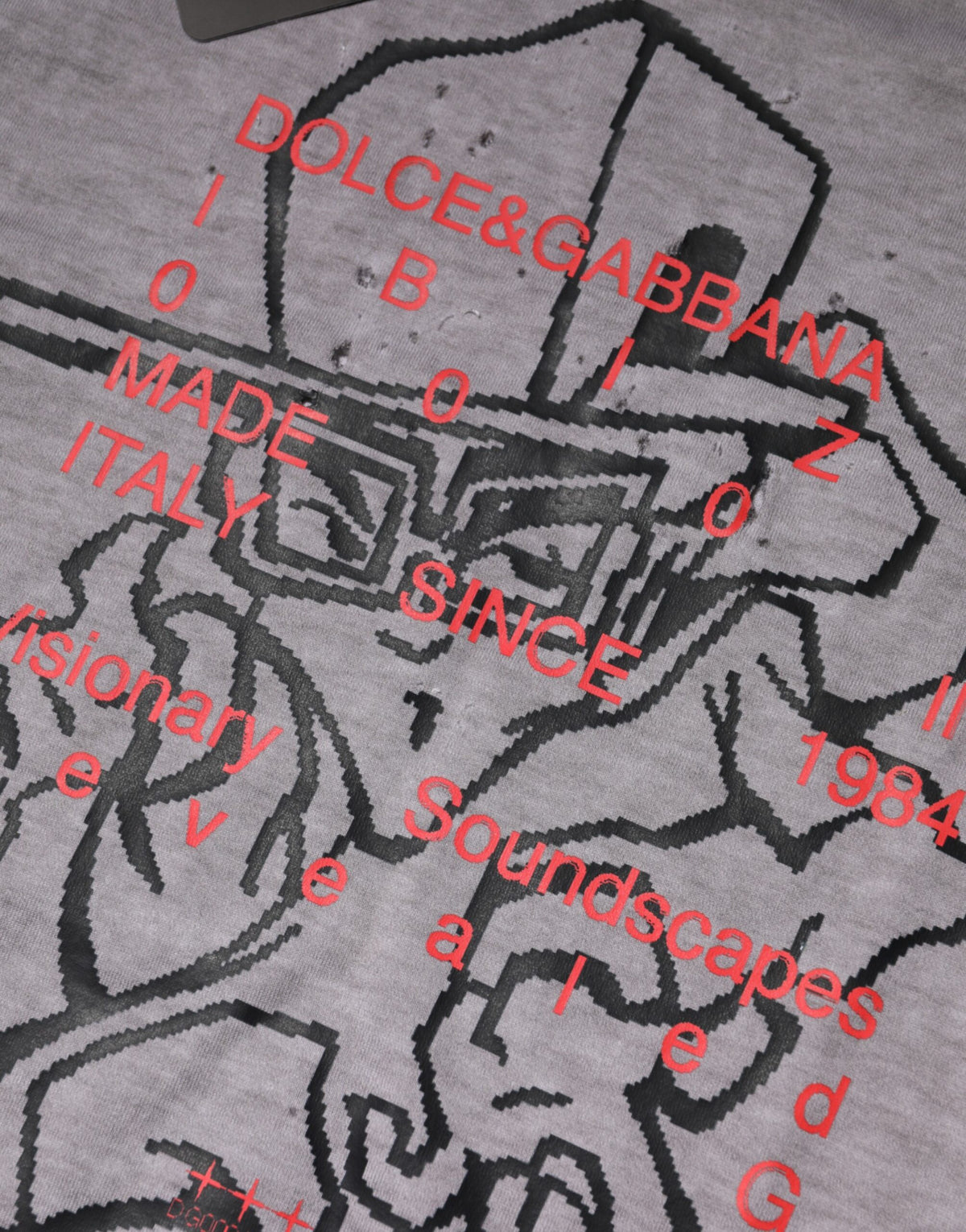 T-shirt en coton à col rond gris avec imprimé graphique de Dolce &amp; Gabbana