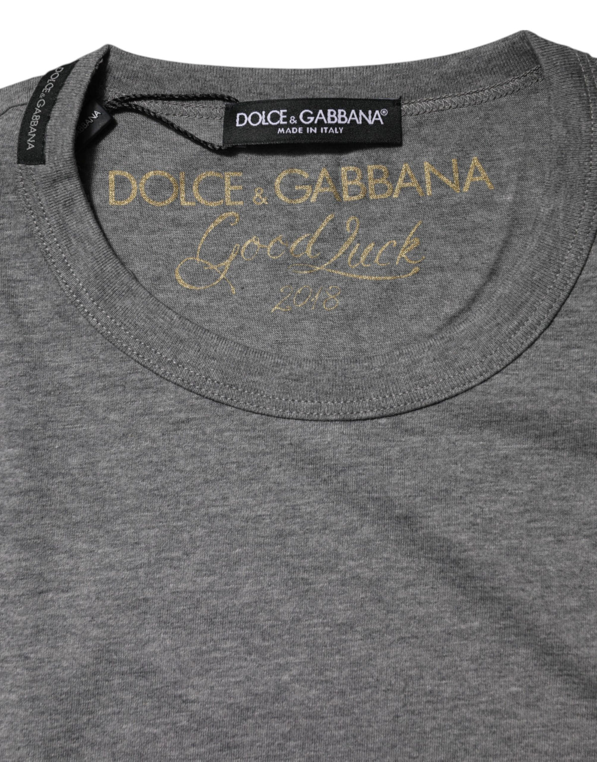 T-shirt gris en coton à manches courtes et col rond de Dolce &amp; Gabbana
