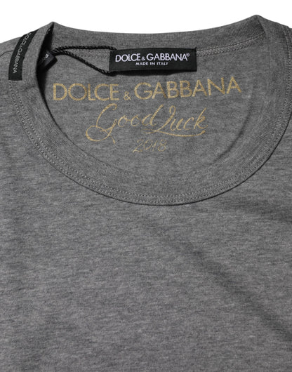 Dolce & Gabbana Gray Cotton Crew Neck Short Sleeves T-shirt