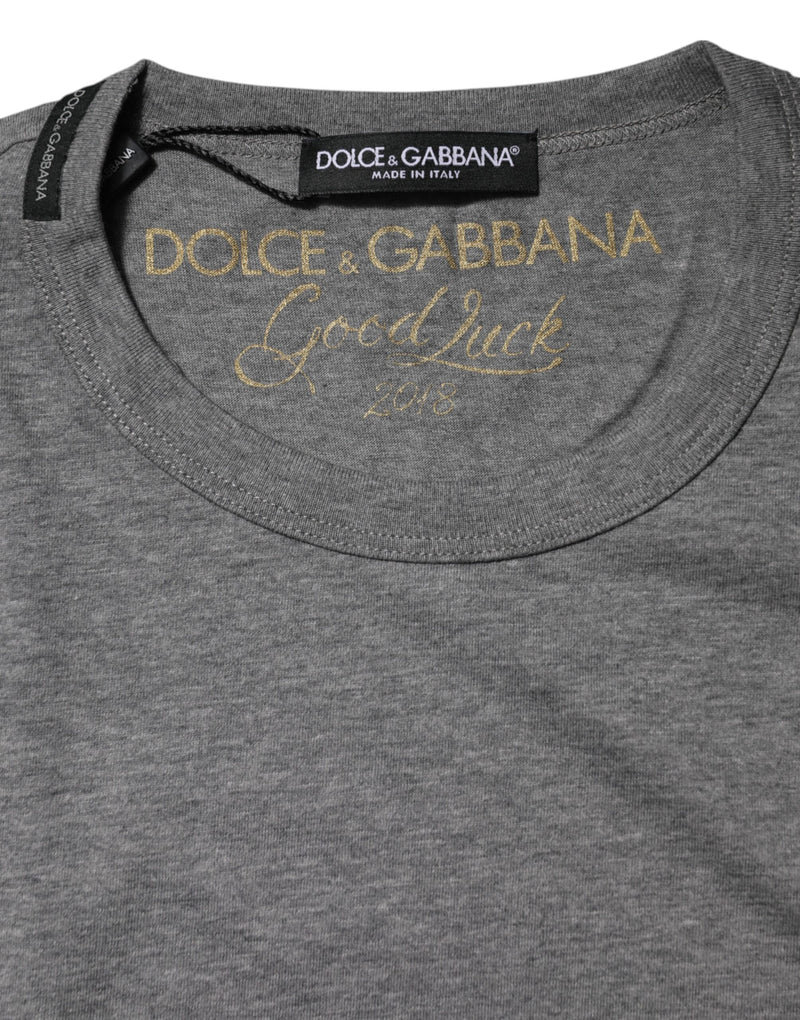 Dolce &amp; Gabbana grijs katoenen T-shirt met ronde hals en korte mouwen