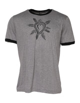 T-shirt en coton à col rond gris avec motif du Sacré-Cœur de Dolce &amp; Gabbana