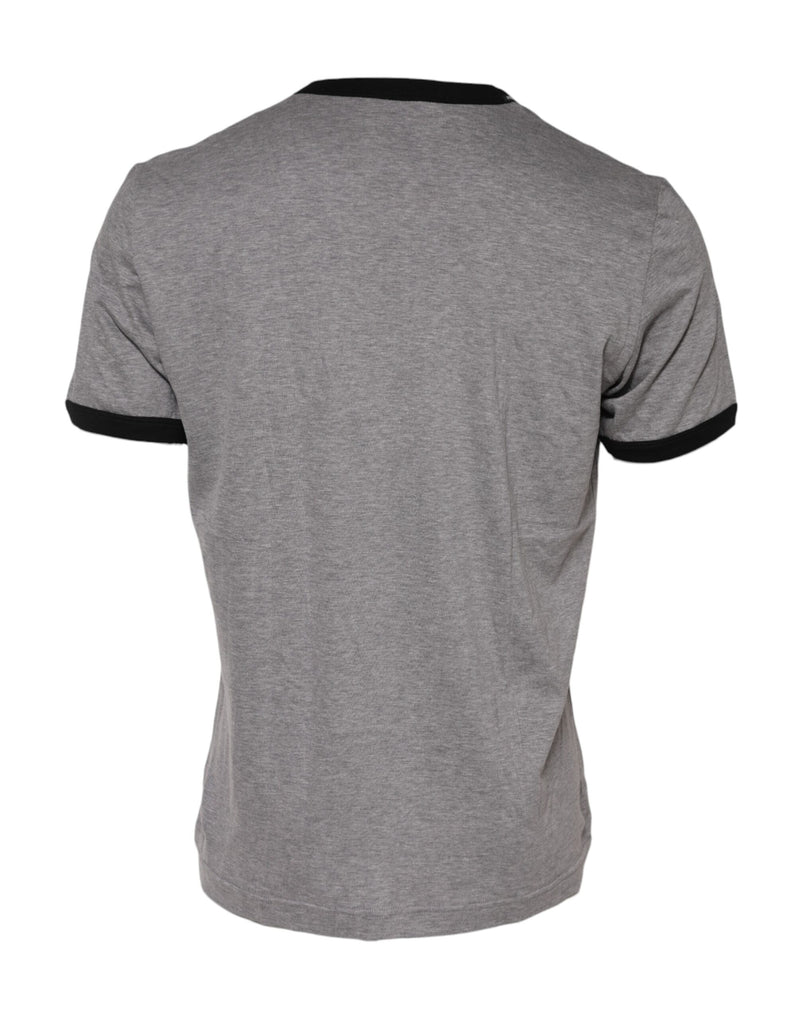 Dolce &amp; Gabbana Grijs T-shirt van katoen met ronde hals en het symbool van het Heilig Hart