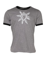 T-shirt en coton à col rond gris avec motif du Sacré-Cœur de Dolce &amp; Gabbana