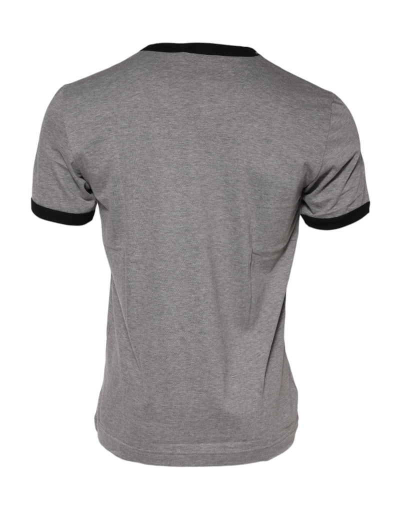 Dolce &amp; Gabbana Grijs T-shirt van katoen met ronde hals en het symbool van het Heilig Hart