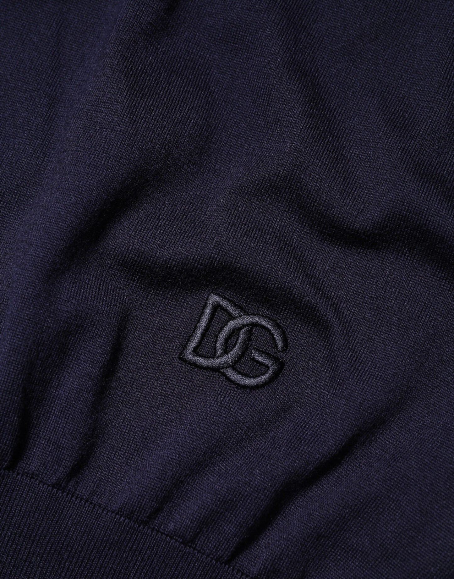 Dolce & Gabbana Dark Blue Silk Crew Neck Short Sleeves T-shirt