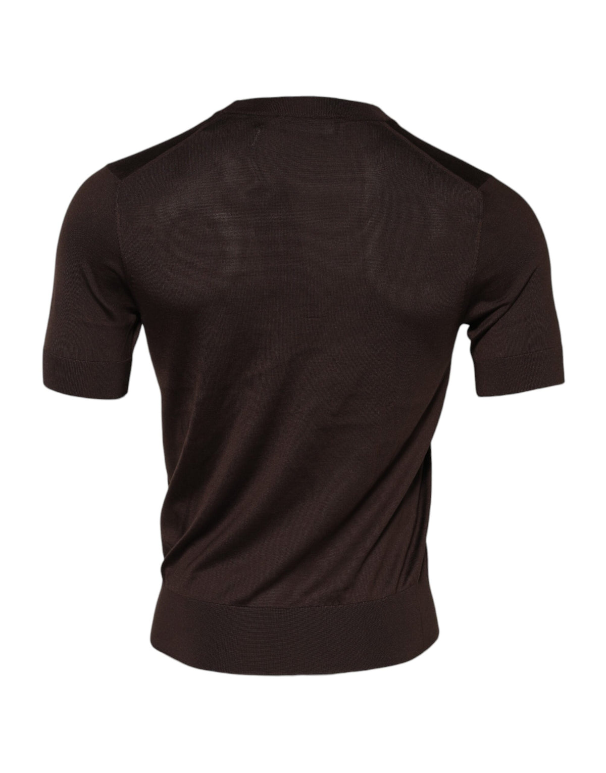 T-shirt Dolce &amp; Gabbana en soie marron, col rond, manches courtes.