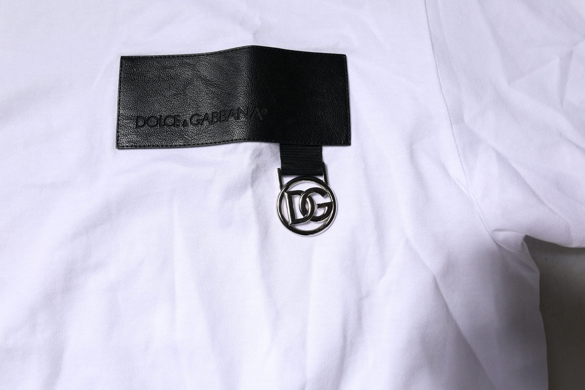 T-shirt à manches courtes à col rond blanc avec logo Dolce &amp; Gabbana