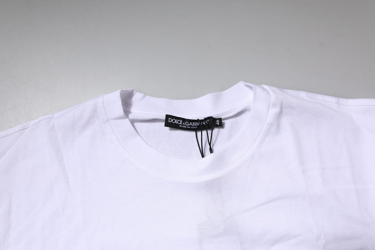 T-shirt à manches courtes à col rond blanc avec logo Dolce &amp; Gabbana