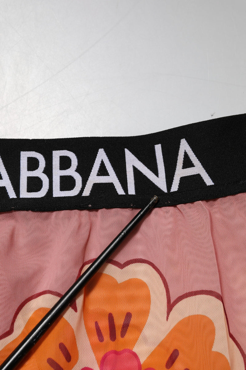 Dolce & Gabbana Pink Floral Leggings with Stretch Waist