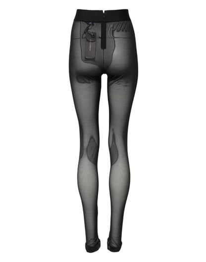 Dolce & Gabbana Black Nylon Leggings Stretch Pants