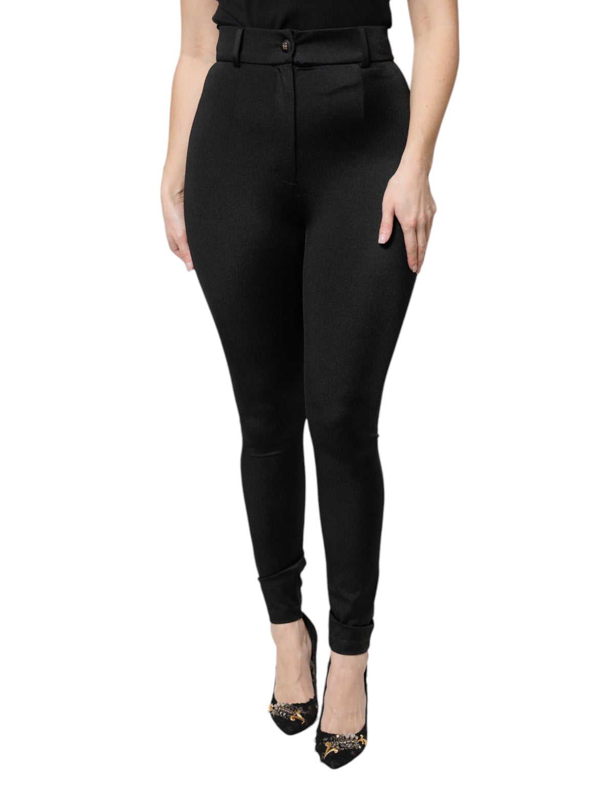 Dolce & Gabbana Leggings Noires en Nylon Stretch