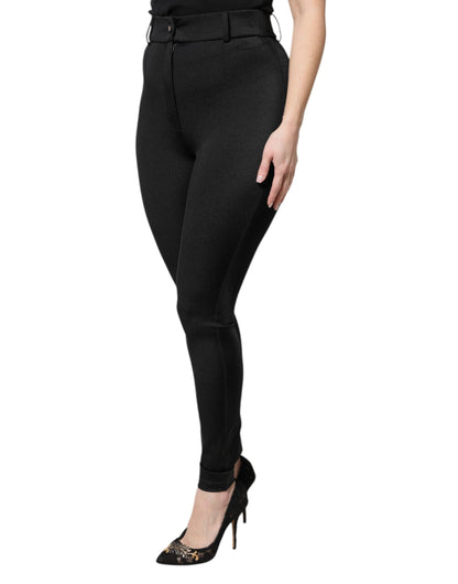 Dolce & Gabbana Black Nylon Leggings Stretch Pants