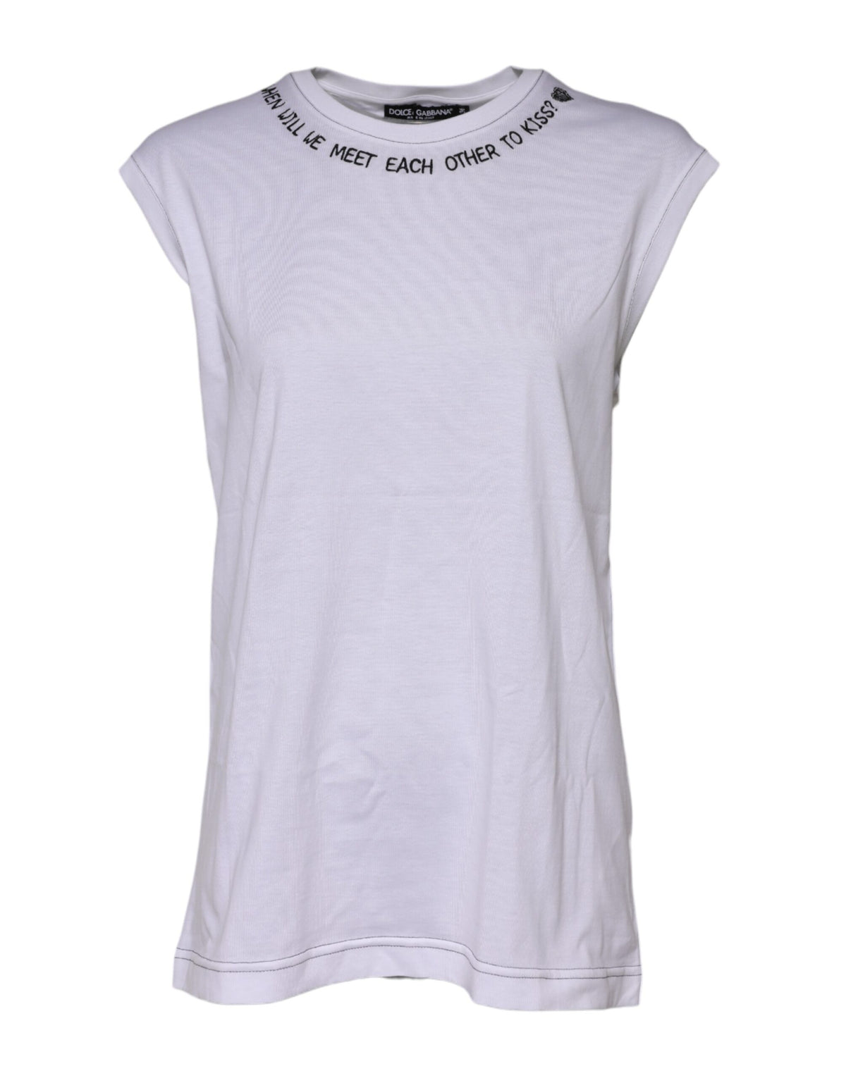 Dolce & Gabbana T-shirt sans manches en coton blanc imprimé
