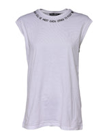 Dolce & Gabbana T-shirt sans manches en coton blanc imprimé