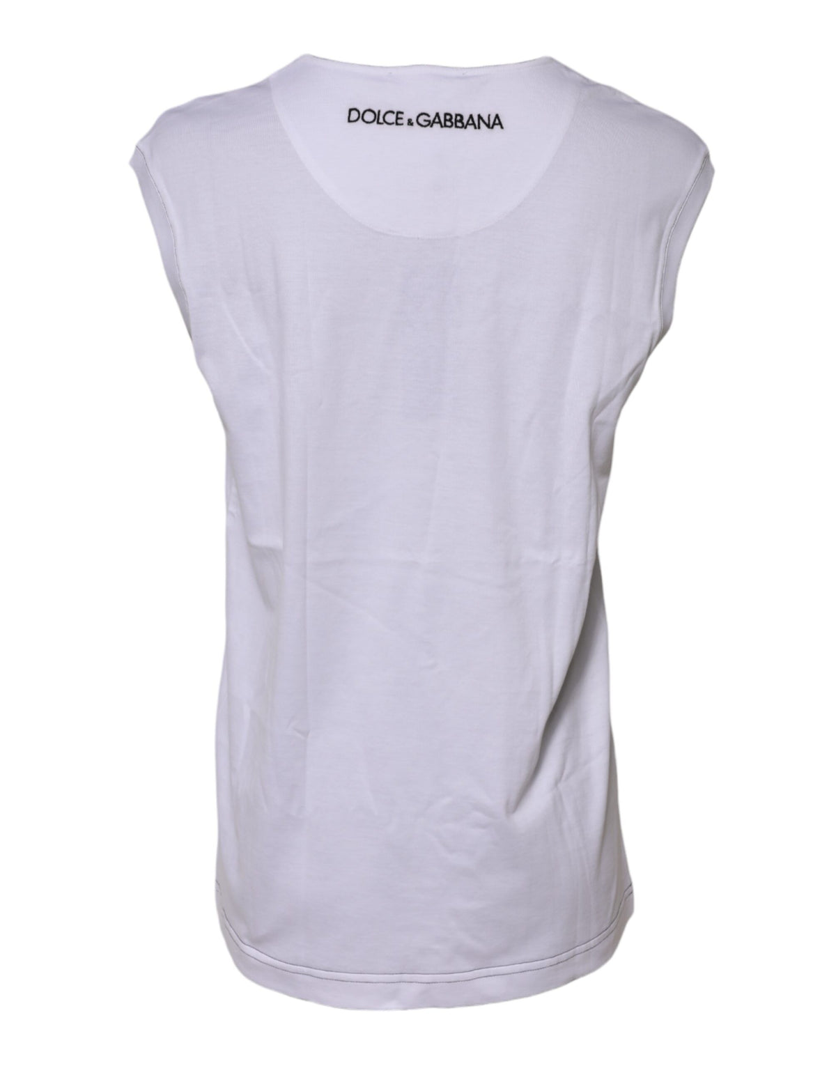 Dolce & Gabbana T-shirt sans manches en coton blanc imprimé