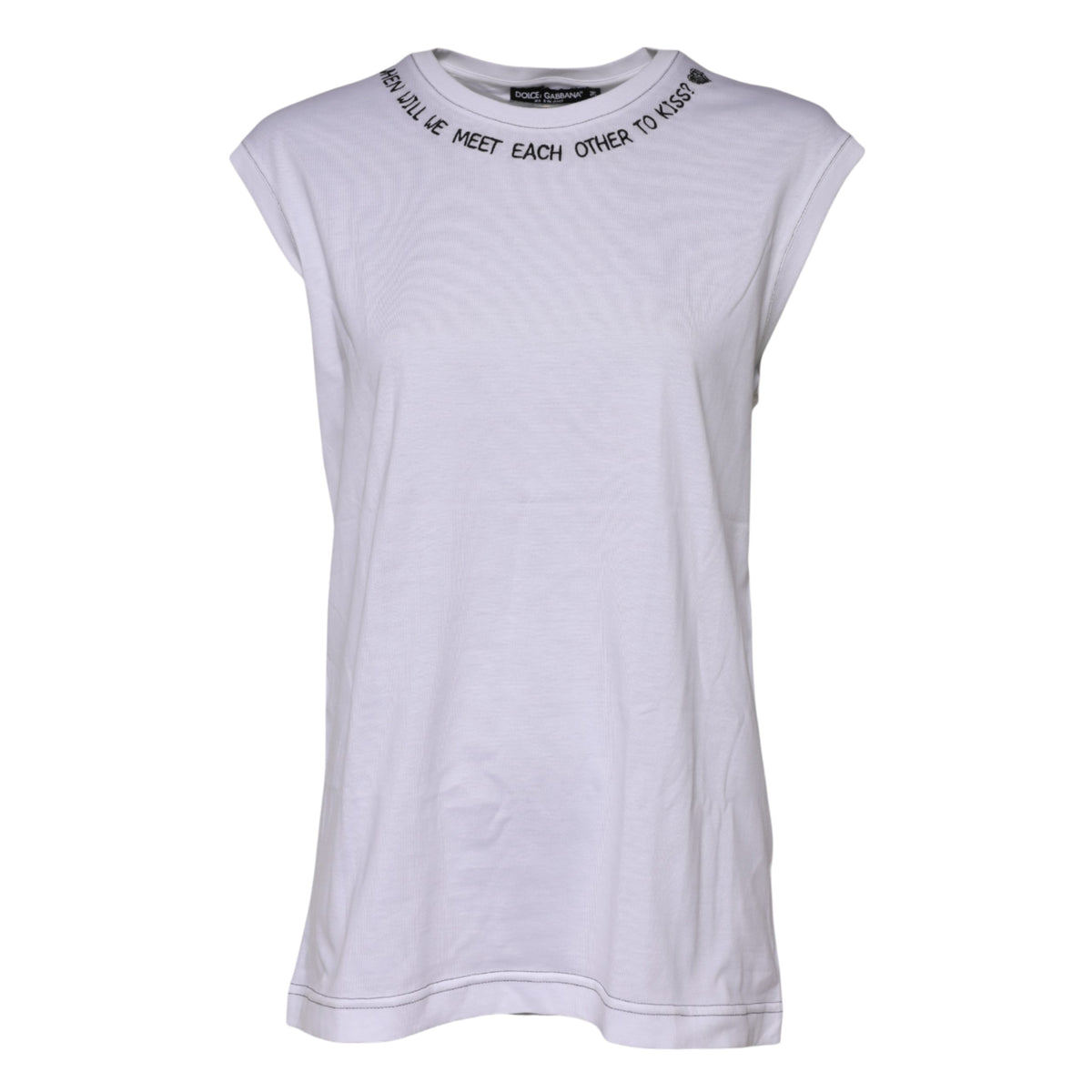 Dolce & Gabbana T-shirt sans manches en coton blanc imprimé