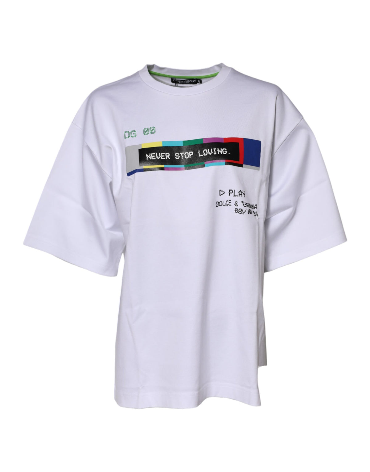 Dolce & Gabbana T-shirt en coton blanc imprimé à manches courtes