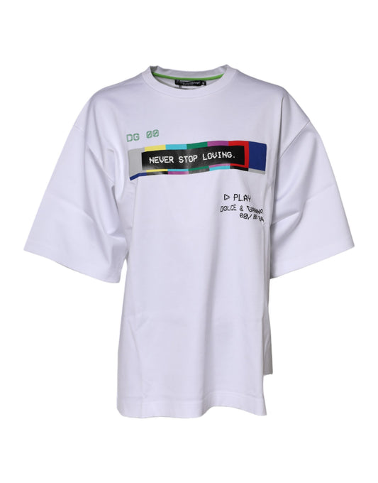 Dolce & Gabbana T-shirt en coton blanc à manches courtes imprimé