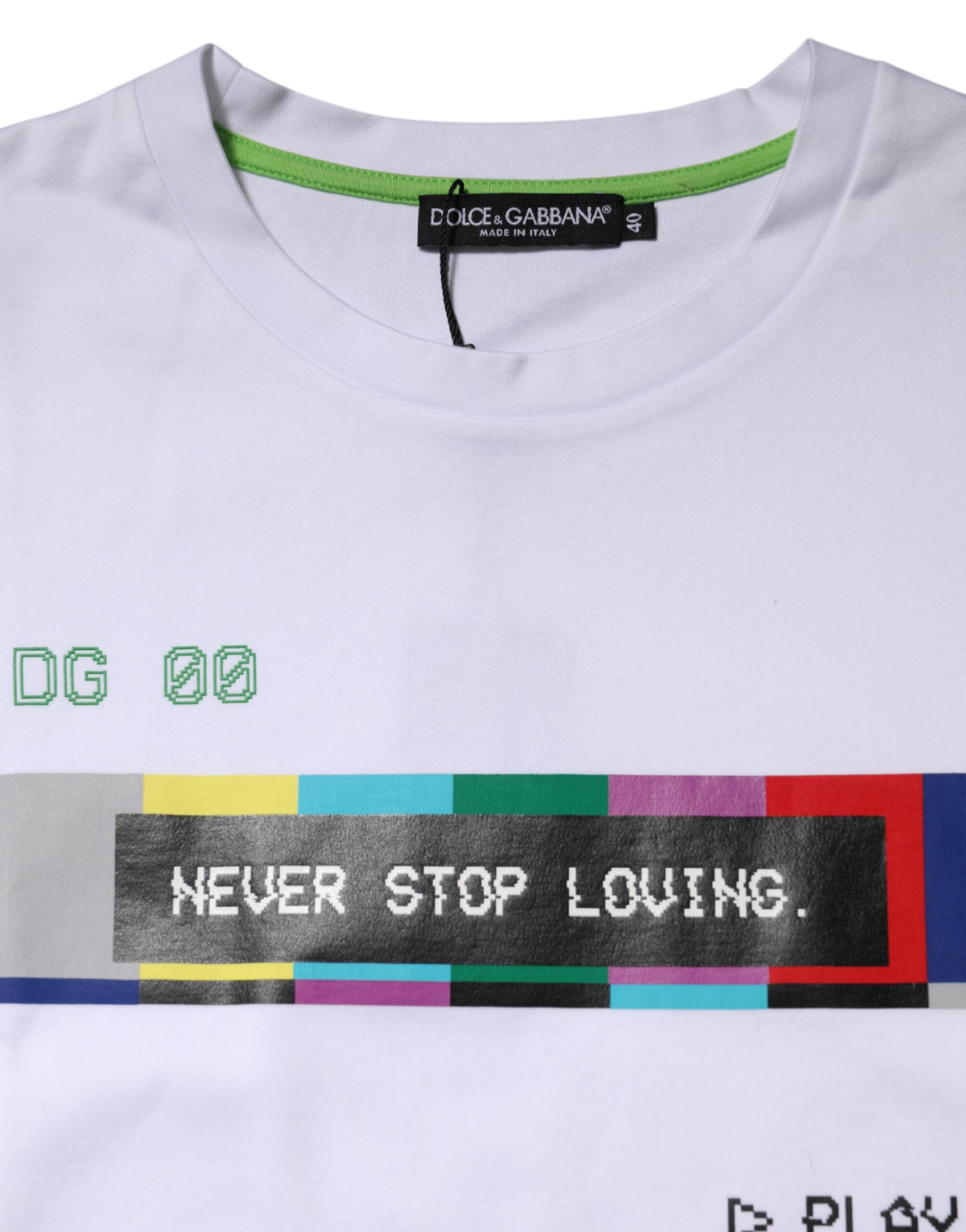 Dolce & Gabbana T-shirt en coton blanc imprimé à manches courtes