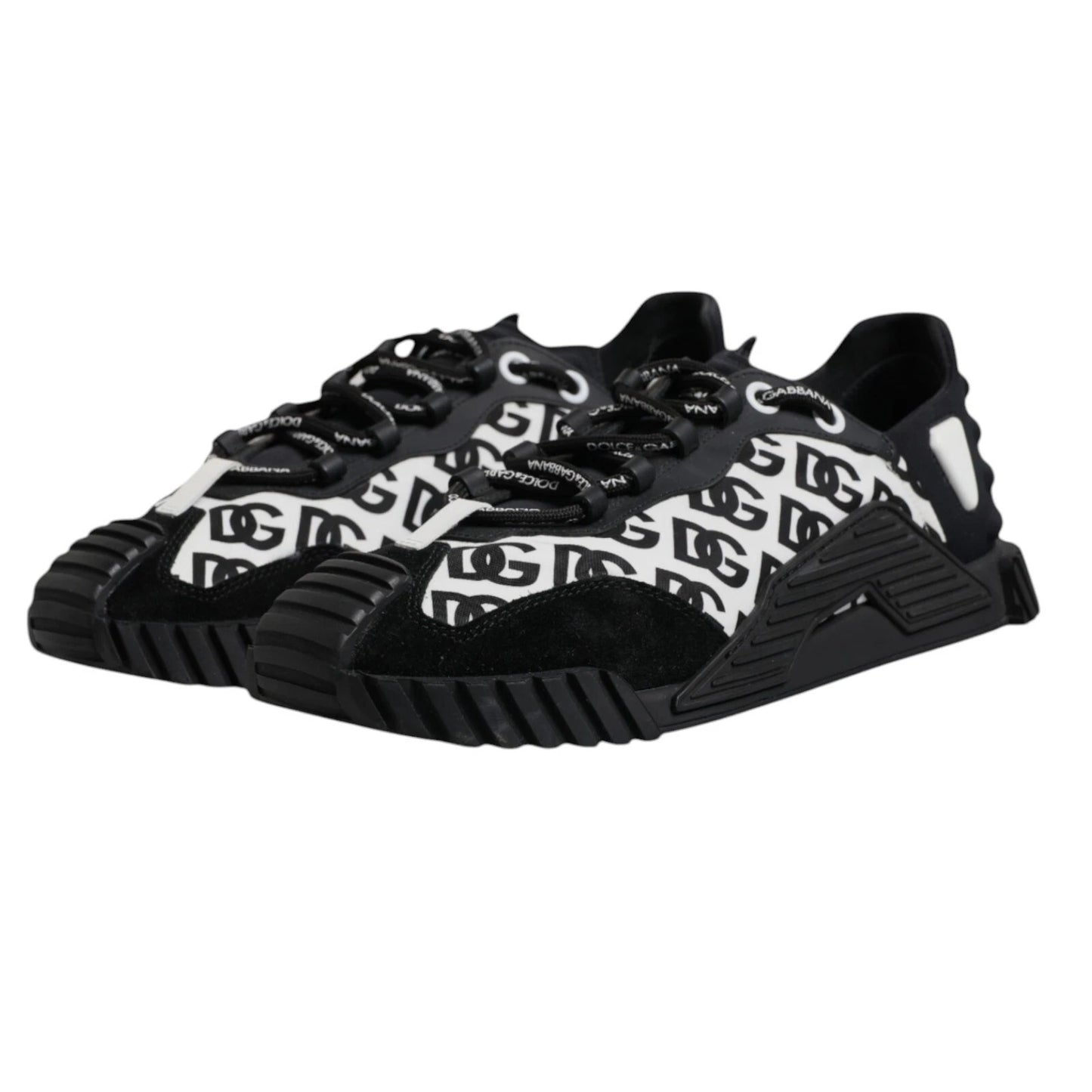 Dolce & Gabbana Black Logo Lace Up Low Top NS1 Sneakers