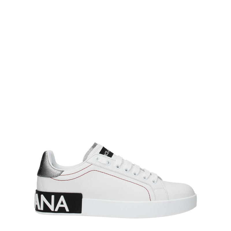 Dolce & Gabbana White Leather Low Top Sneakers for Women