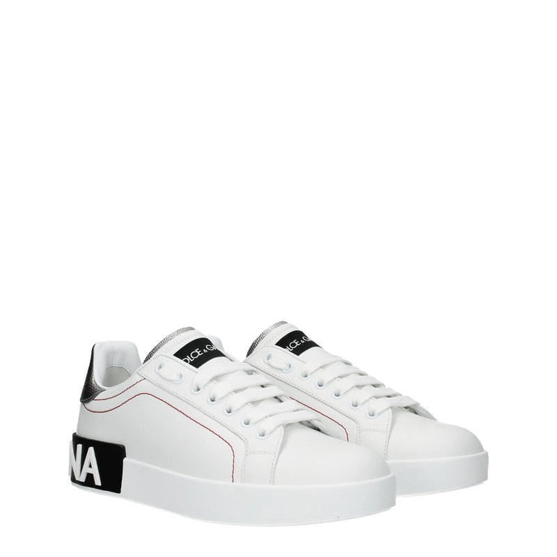 Dolce & Gabbana White Leather Low Top Sneakers for Women