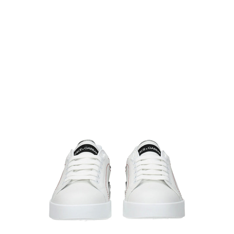 Dolce & Gabbana White Leather Low Top Sneakers for Women