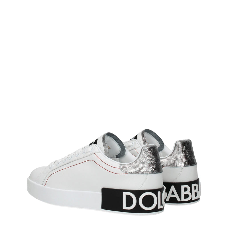 Dolce & Gabbana White Leather Low Top Sneakers for Women