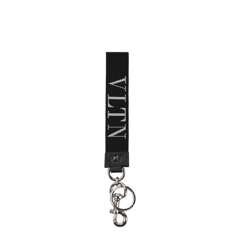 Valentino Garavani Black Fabric Keychain with Studs