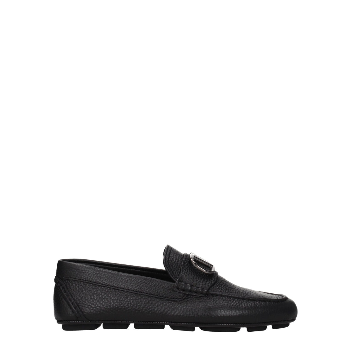 Valentino Garavani Black Leather Slip-On Loafers for Men
