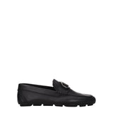 Valentino Garavani Black Leather Slip-On Loafers for Men