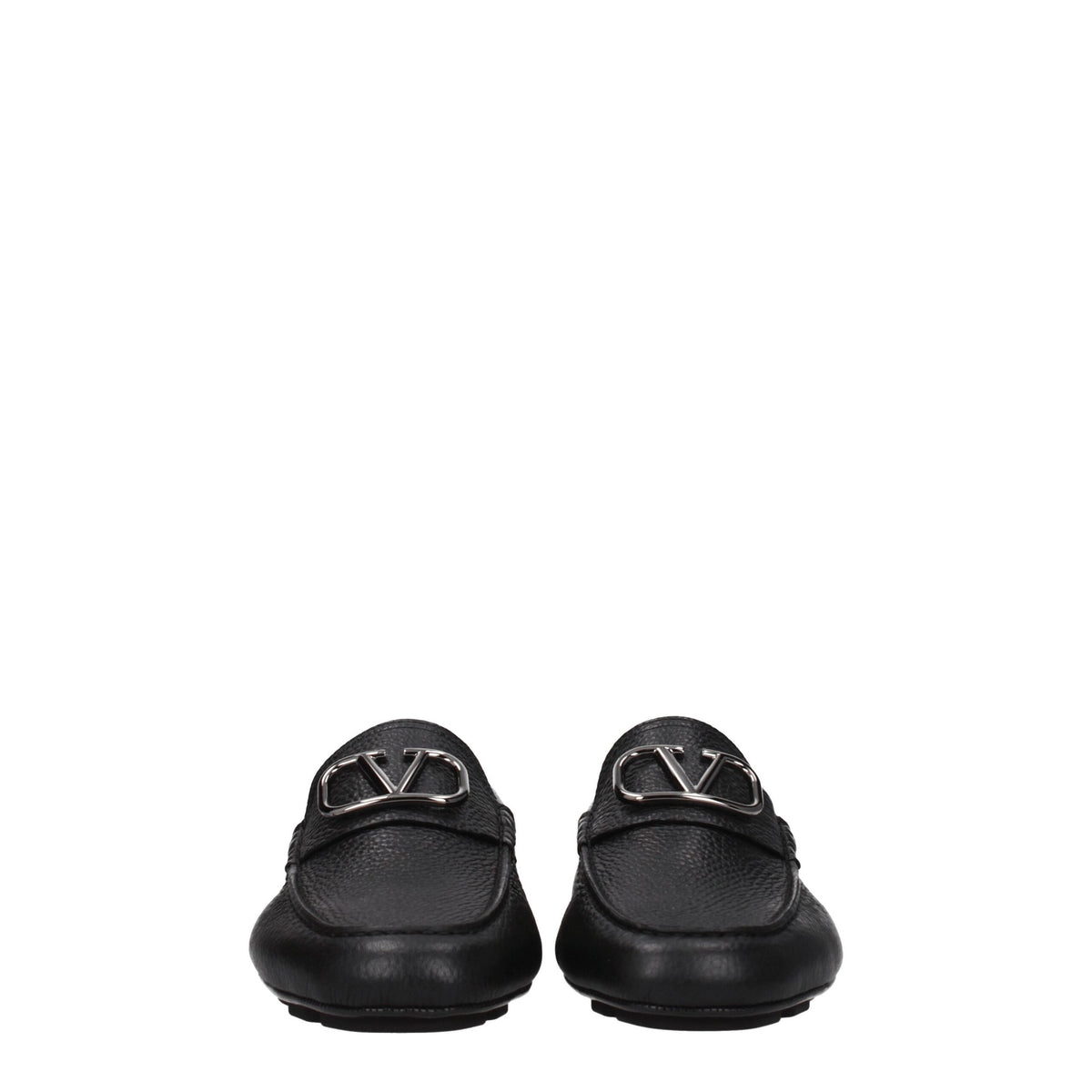 Valentino Garavani Black Leather Slip-On Loafers for Men