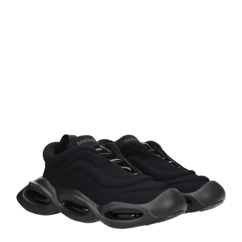 Dolce & Gabbana Black Fabric Chunky Sneakers - Élégance Sportive
