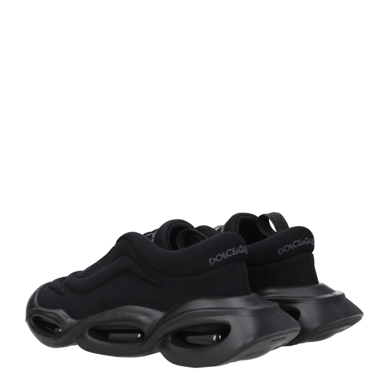 Dolce & Gabbana Black Fabric Chunky Sneakers - Élégance Sportive