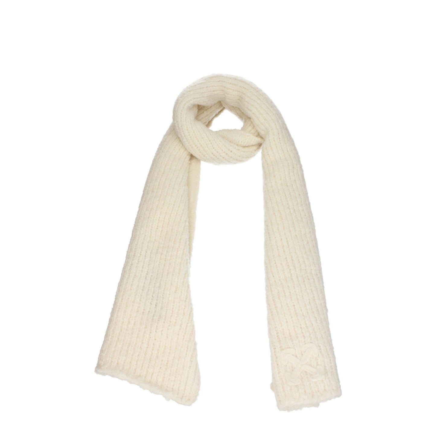 Écharpes en laine beige blanc cassé