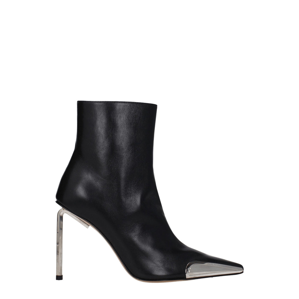 Off-White Black Leather Ankle Boots for Women - Stylish & Elegant