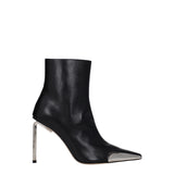 Off-White Black Leather Ankle Boots for Women - Stylish & Elegant