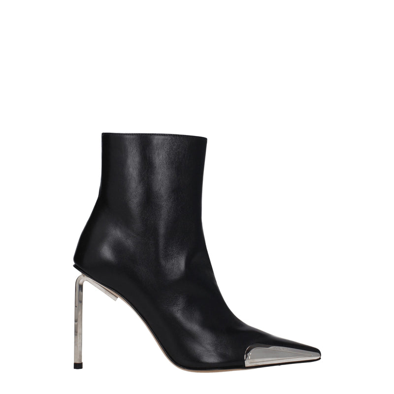 Off-White Black Leather Ankle Boots for Women - Stylish & Elegant