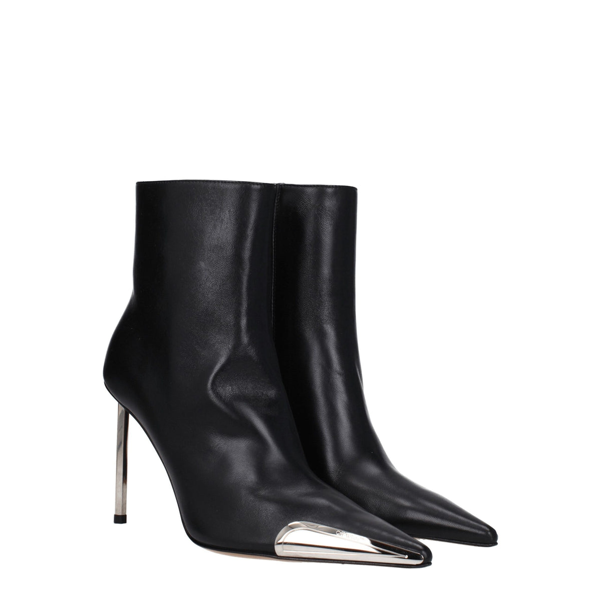 Off-White Black Leather Ankle Boots for Women - Stylish & Elegant