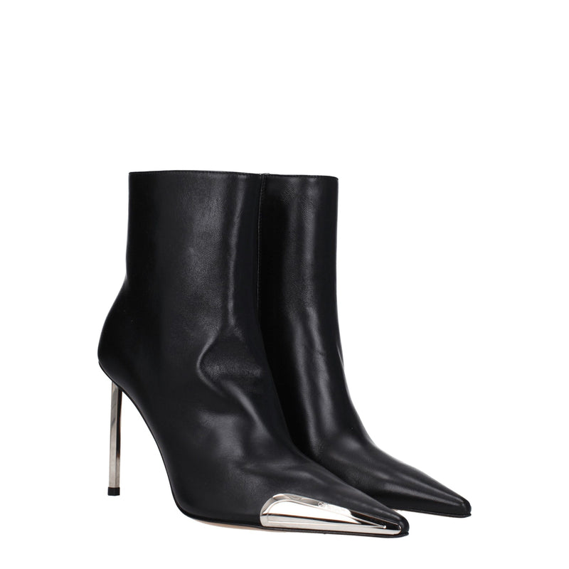 Off-White Black Leather Ankle Boots for Women - Stylish & Elegant