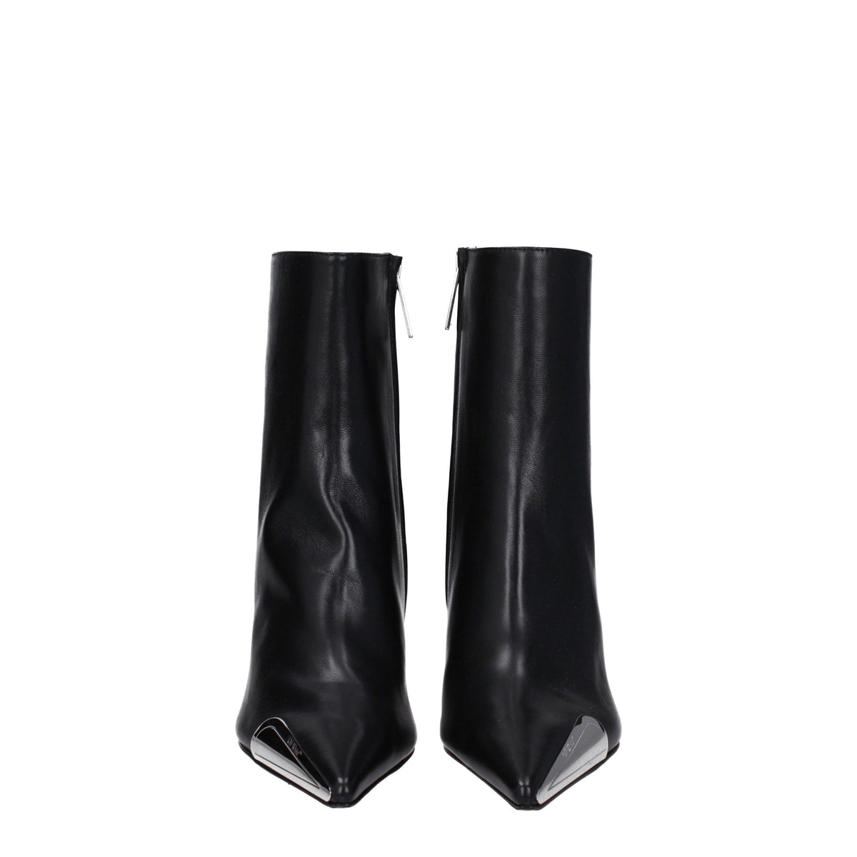 Off-White Black Leather Ankle Boots for Women - Stylish & Elegant