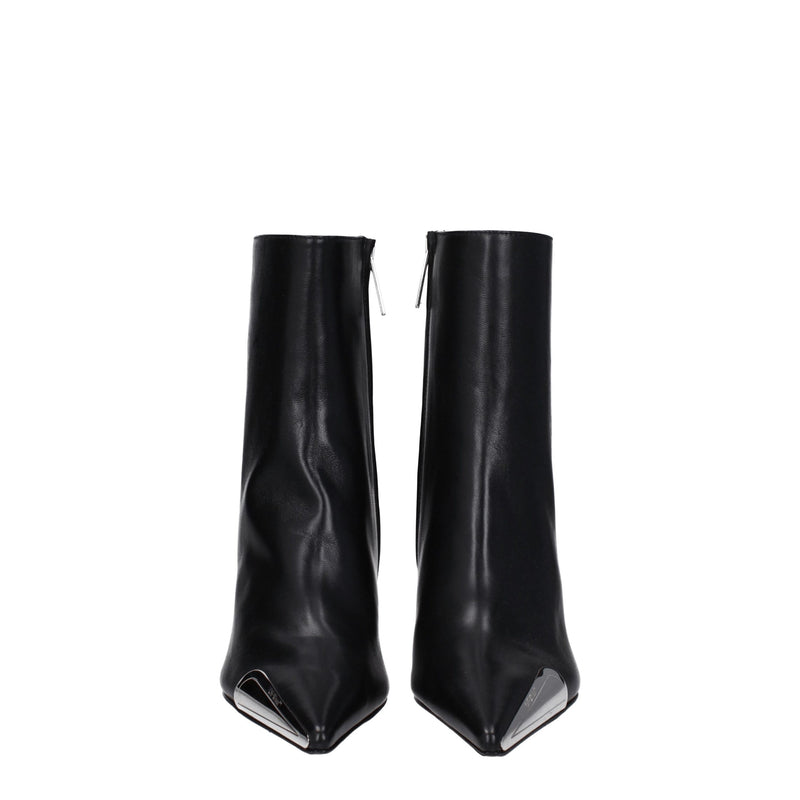 Off-White Black Leather Ankle Boots for Women - Stylish & Elegant