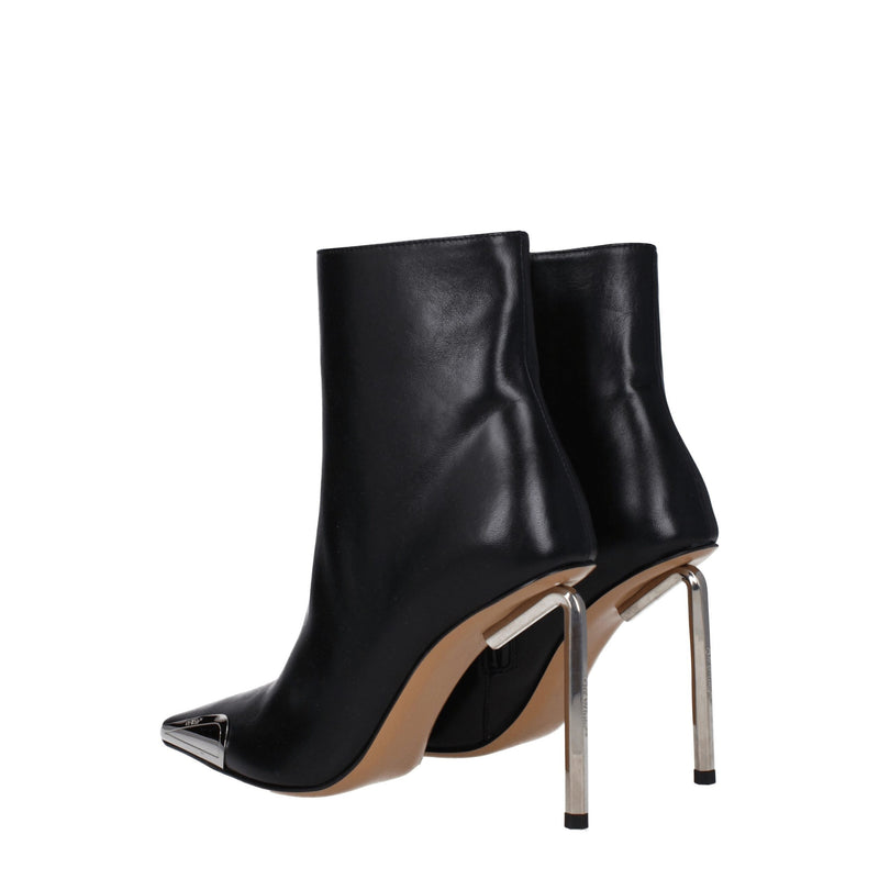 Off-White Black Leather Ankle Boots for Women - Stylish & Elegant