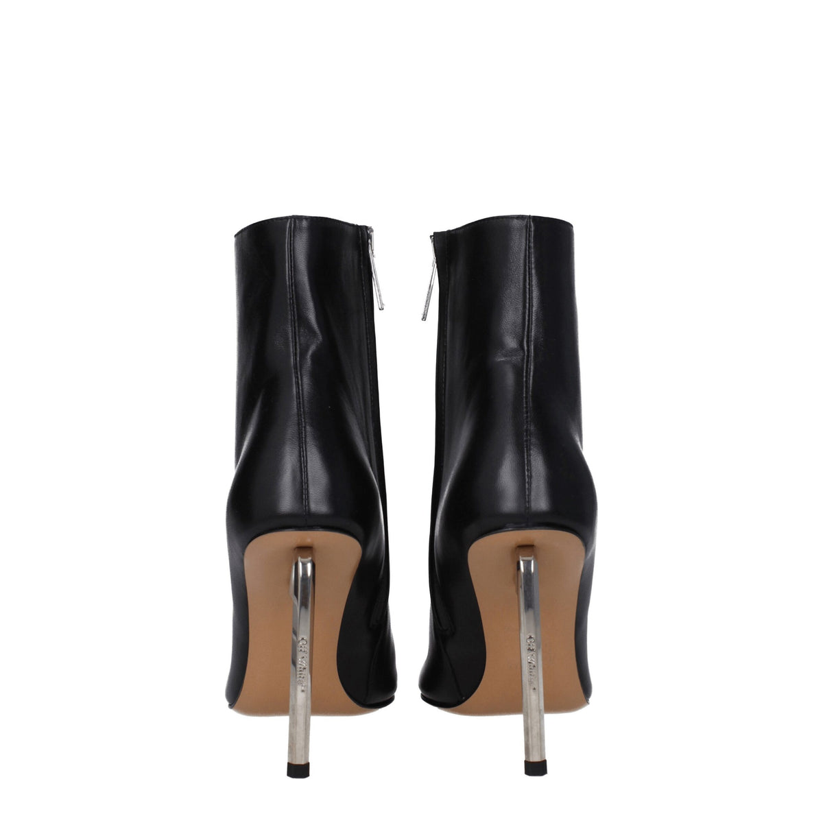 Off-White Black Leather Ankle Boots for Women - Stylish & Elegant