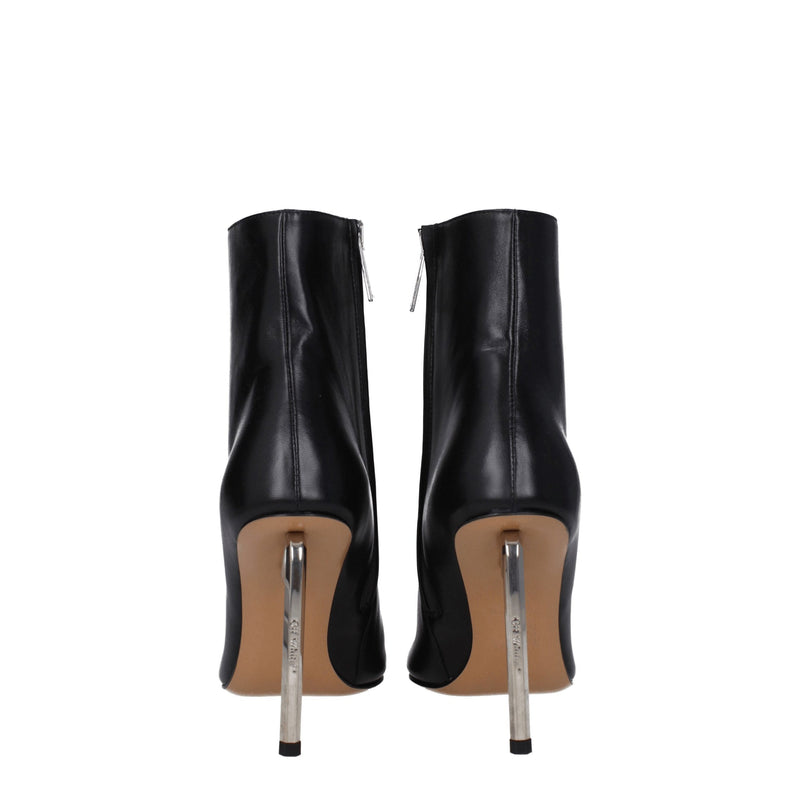 Off-White Black Leather Ankle Boots for Women - Stylish & Elegant