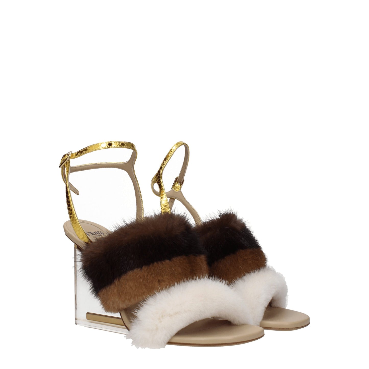 Fendi Bruine Sandalen met Minkenbandjes