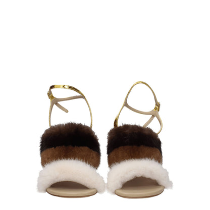 Fendi Bruine Sandalen met Minkenbandjes