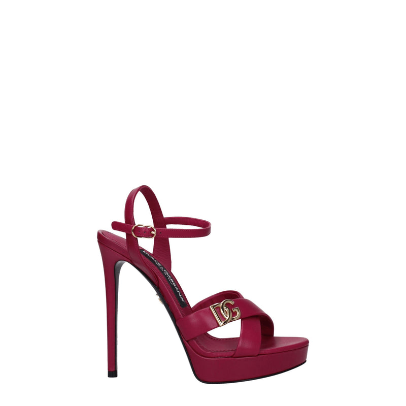 Dolce & Gabbana Pink Leather Platforms - Stylish High Heels