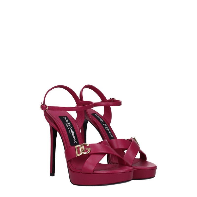 Dolce & Gabbana Pink Leather Platforms - Stylish High Heels