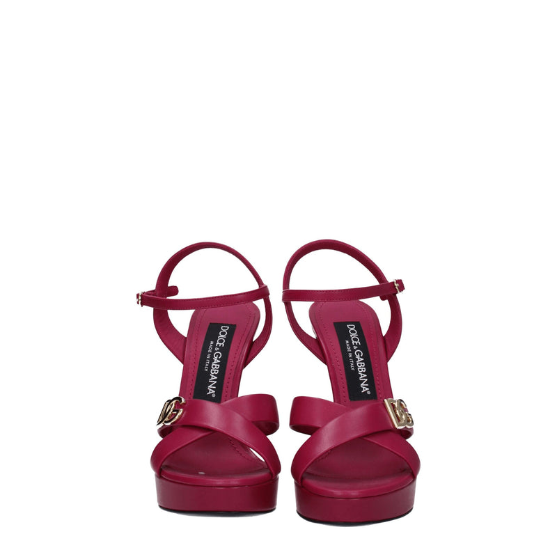 Dolce & Gabbana Pink Leather Platforms - Stylish High Heels